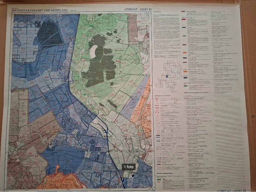 Waterstaatskaart 31 utrecht oost, Gelezen, Ophalen of Verzenden, Landkaart, 1800 tot 2000