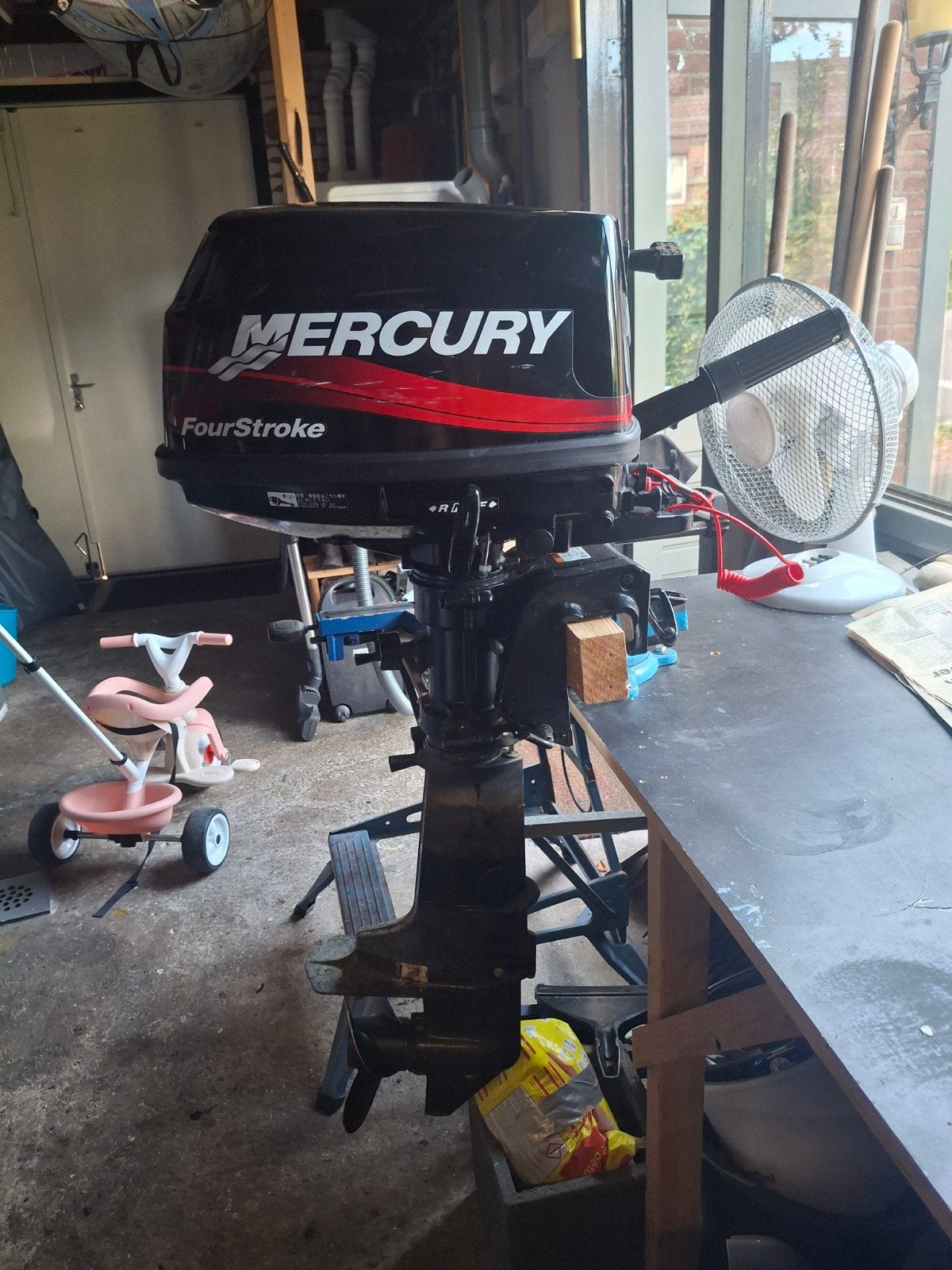 buitenboordmotor mercury 6pk, Watersport en Boten, Buiten- en Binnenboordmotoren, Ophalen, 5 tot 10 pk, Viertaktmotor, Zo goed als nieuw