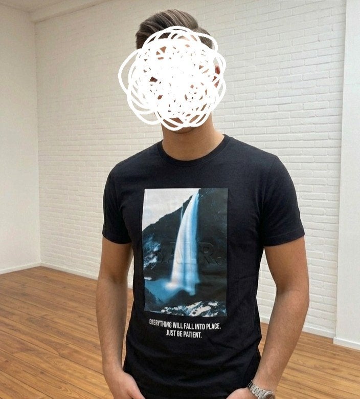 BALR. T-shirt met watervalprint - Maat S, Zwart, BalR, Ophalen of Verzenden, Zo goed als nieuw
