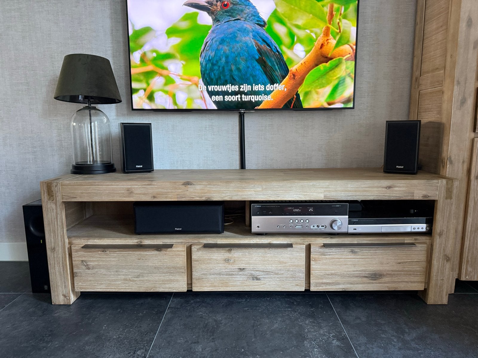 TV-meubel Pronto Wonen Salzburg acaciahout, Gebruikt, 150 tot 200 cm, Ophalen of Verzenden, Minder dan 100 cm
