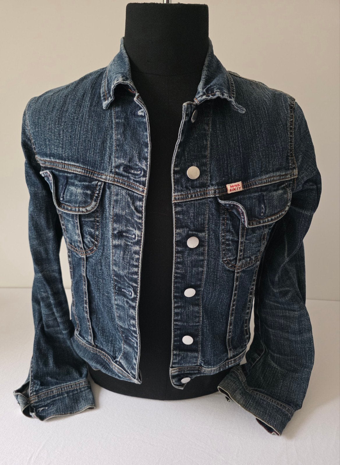 Vintage Miss Sixty Denim Jasje - Maat M (valt als S), Miss Sixty, Onbekend, Onbekend, Gedragen