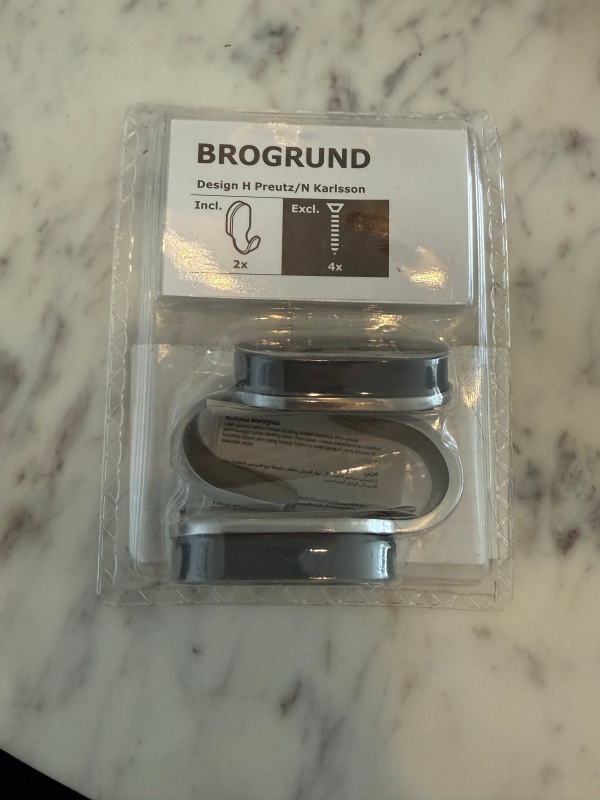 IKEA BROGRUND Haken (2 stuks) - Nieuw in verpakking, Ophalen of Verzenden, Nieuw, Zilver, Metaal