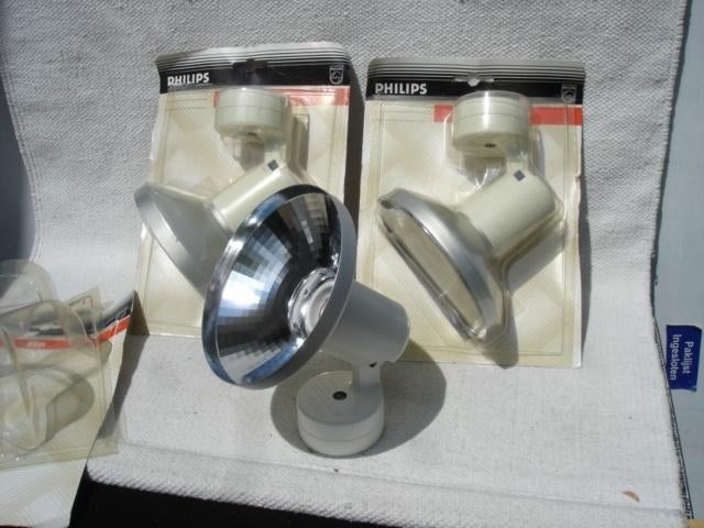 SET van 3 stuks Vintage Philips etalage spots NIEUW, Ophalen of Verzenden, Nieuw, Metaal of Aluminium, Plafondspot of Wandspot