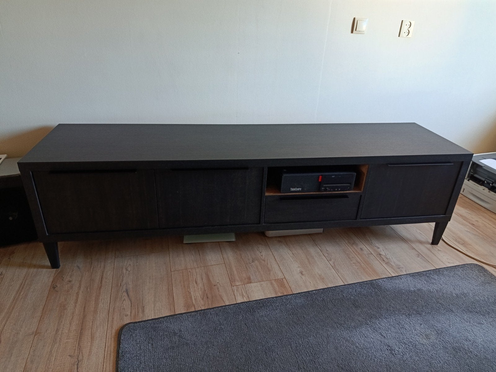 Modern zwart tv-meubel met opbergruimte 192x48, Ophalen, Gebruikt, 150 tot 200 cm, Minder dan 100 cm