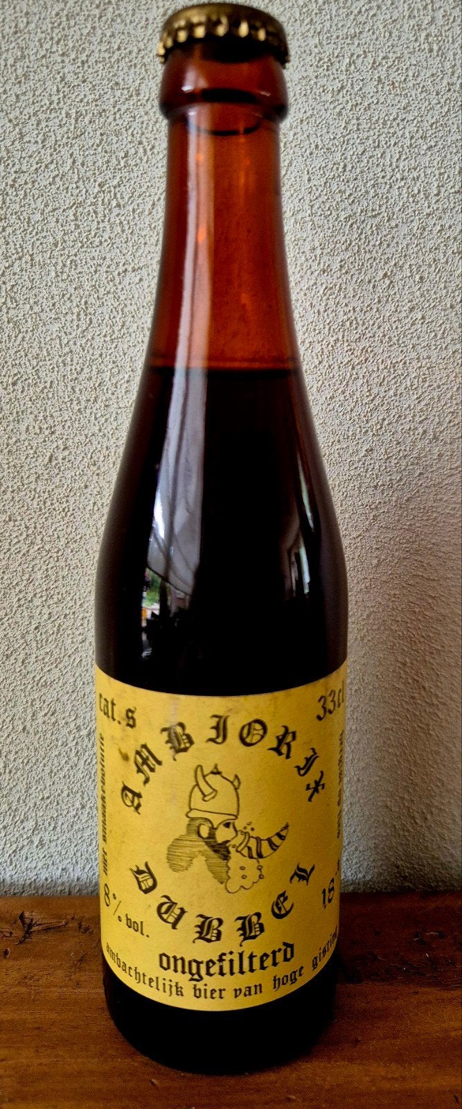 Vintage fles Ambiorix Dubbel Belgisch speciaal bier, Ophalen of Verzenden, Zo goed als nieuw, Flesje(s), Overige merken