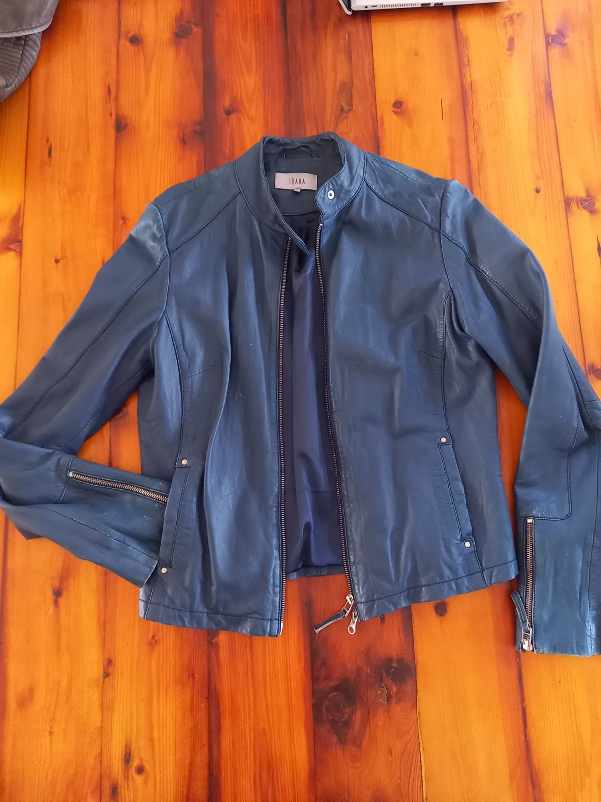 Blauw leren jasje, Ophalen of Verzenden, Gedragen, Blauw