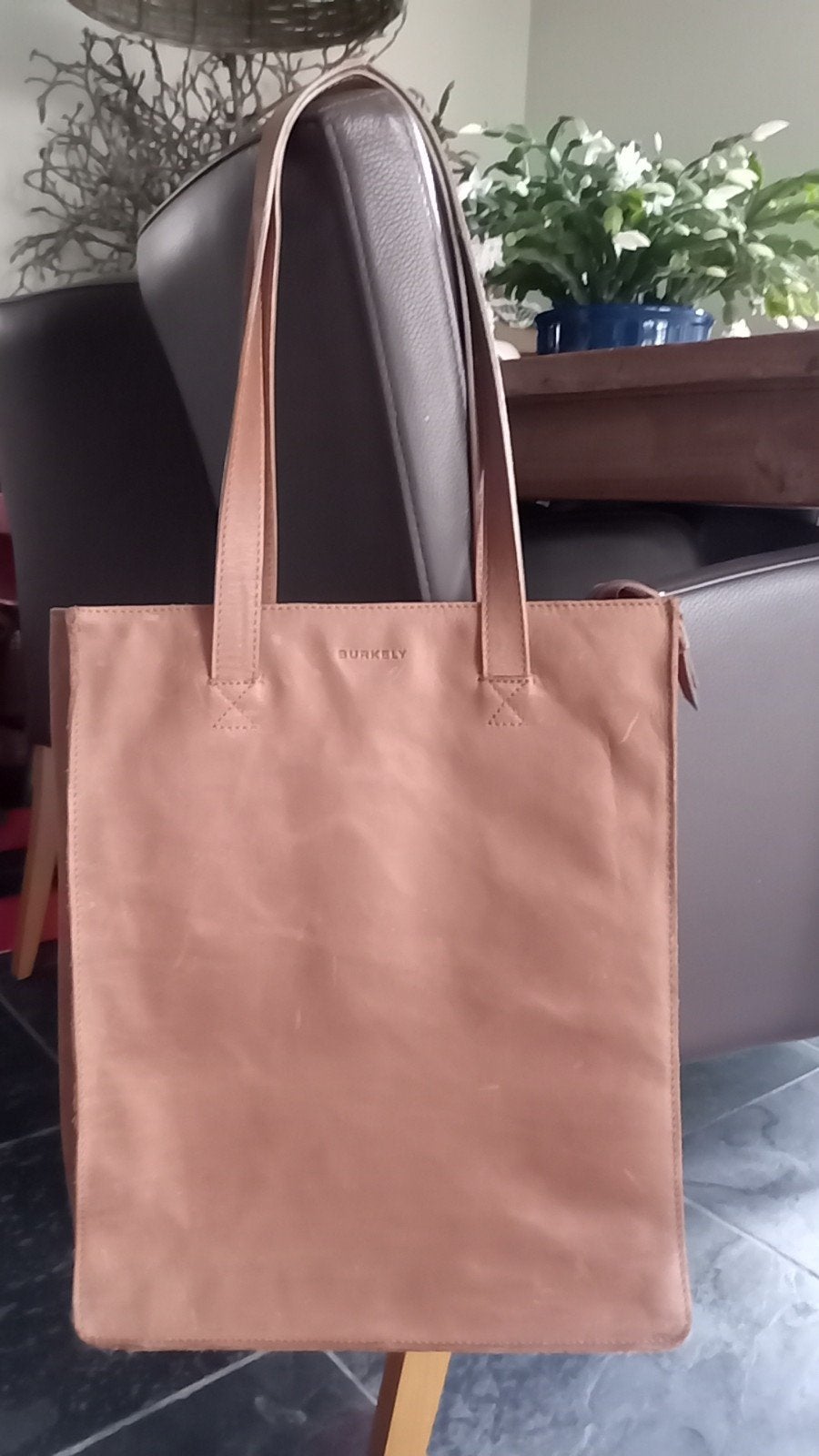 Burkely Shopper Cognac Leer Gevoerd - Nieuwstaat, Ophalen of Verzenden, Zo goed als nieuw, Bruin, Shopper