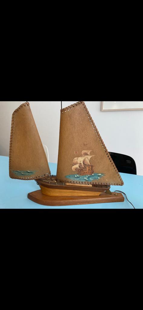 Vintage Scheepslamp met Lederen Zeilen, Ophalen, Gebruikt, Motorboot of Zeilboot