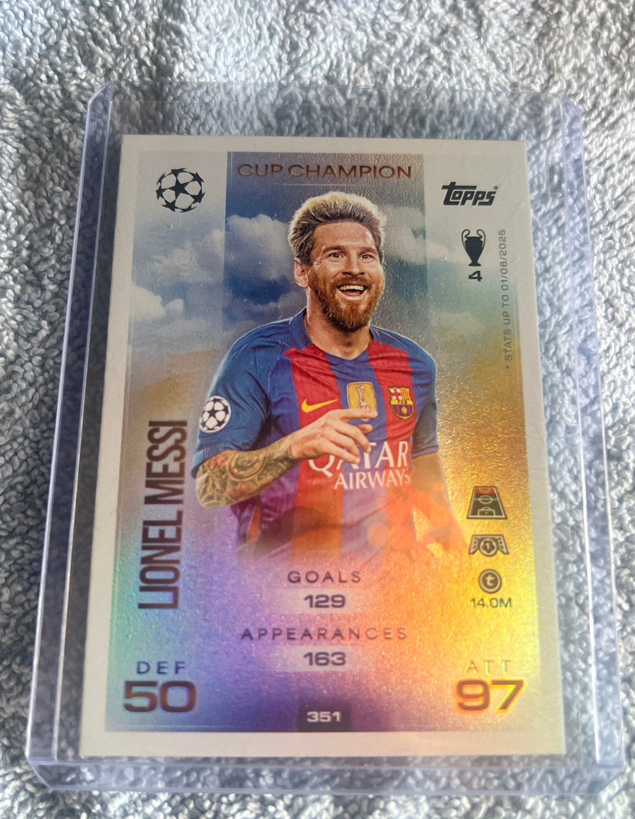 Lionel Messi Cup Champion Topps, Ophalen of Verzenden, Zo goed als nieuw, Plaatje