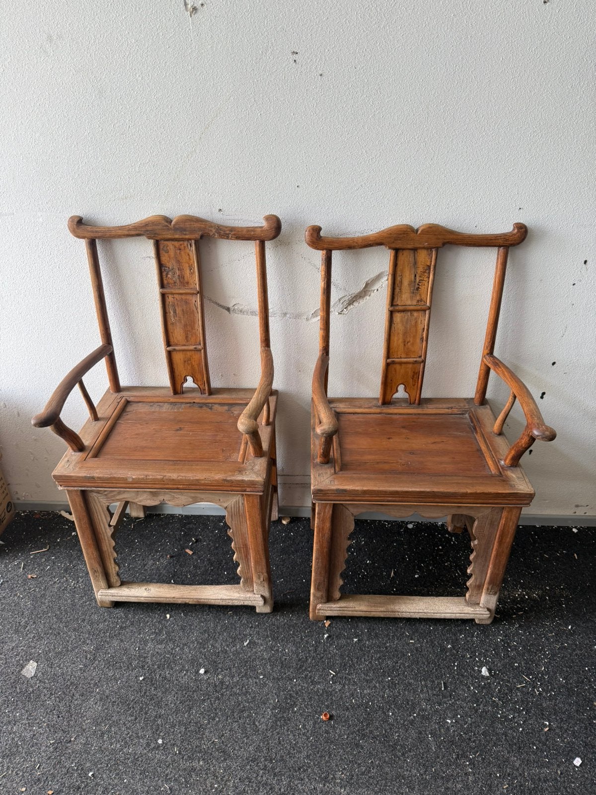Prachtige set van 2 antieke Chinese houten armstoelen, Ophalen of Verzenden