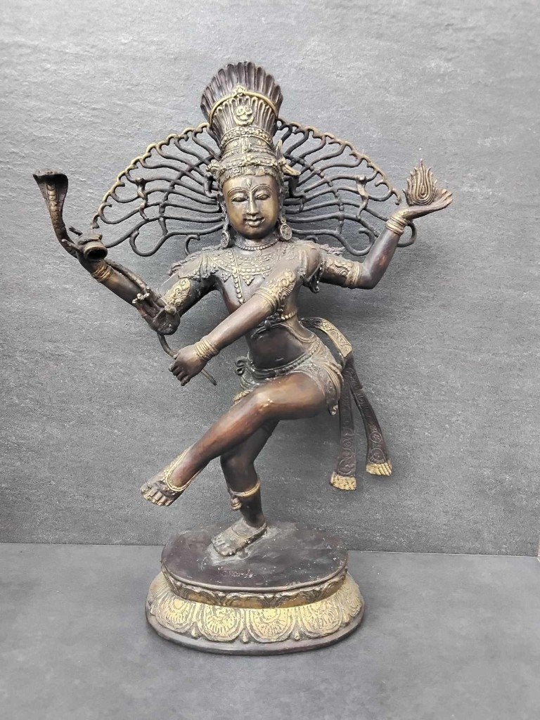 Bronzen beeld van Shiva / India / Azië, India, Handgemaakt, Ophalen of Verzenden, 47 cm