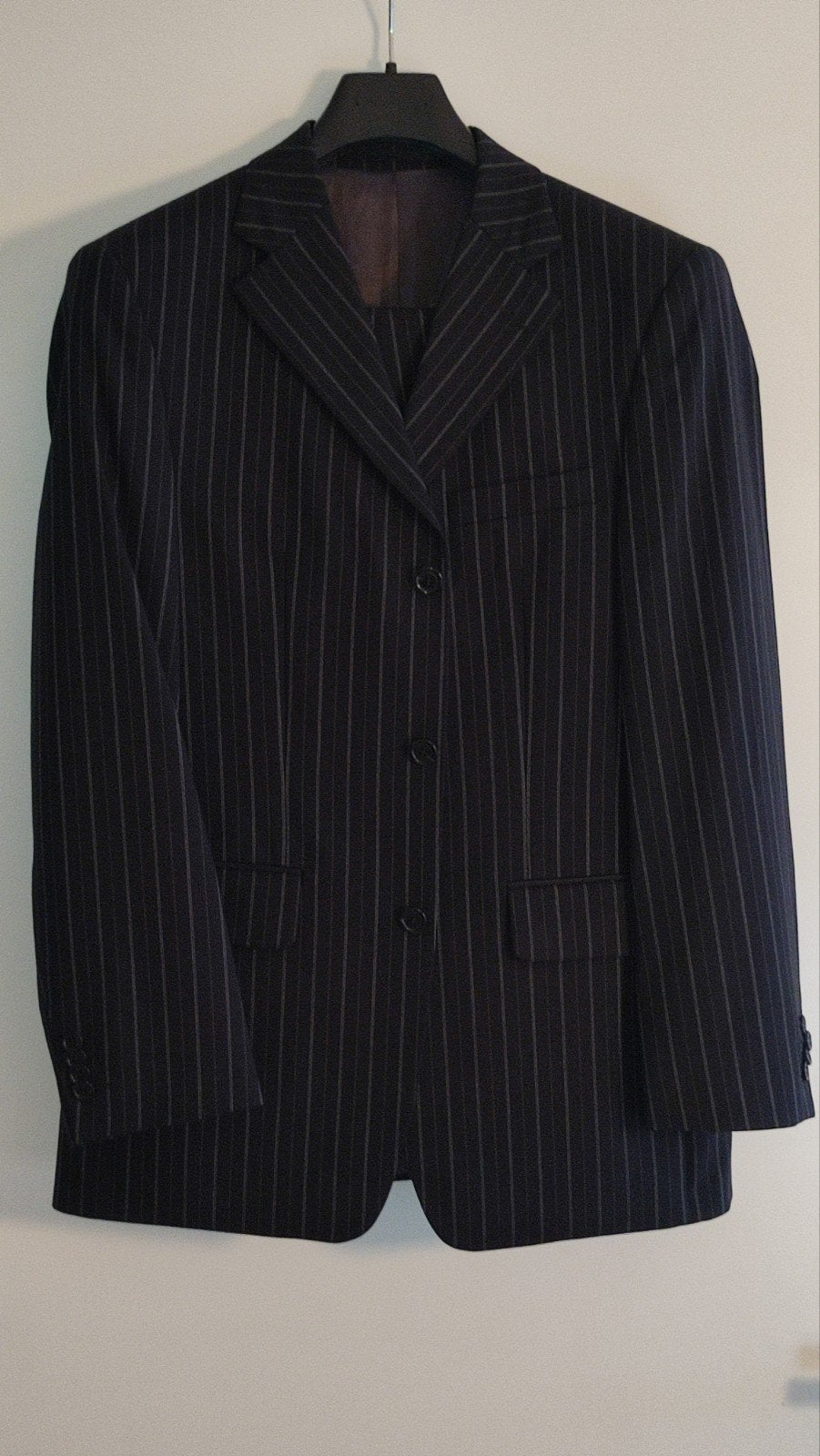 Donkerblauw colbert met pantalon - Maat 46, Kleding | Heren, Kostuums en Colberts, Ophalen, Zo goed als nieuw, Maat 46 (S) of kleiner