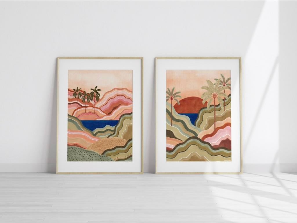 Set van 2 Boho Prints A4 – Abstracte Palmboom Posters, Ophalen of Verzenden, Nieuw