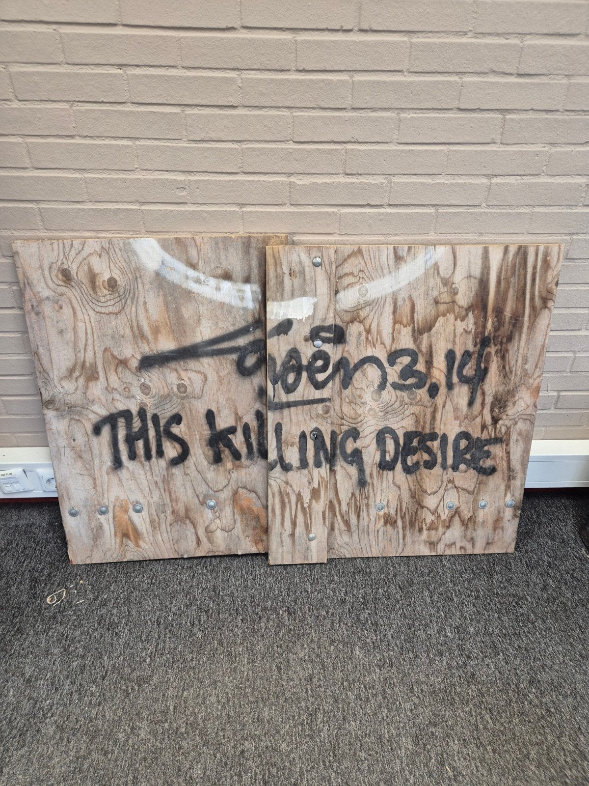 Uniek houten kunstwerk Laser 3.14: 'This Killing Desire', Ophalen