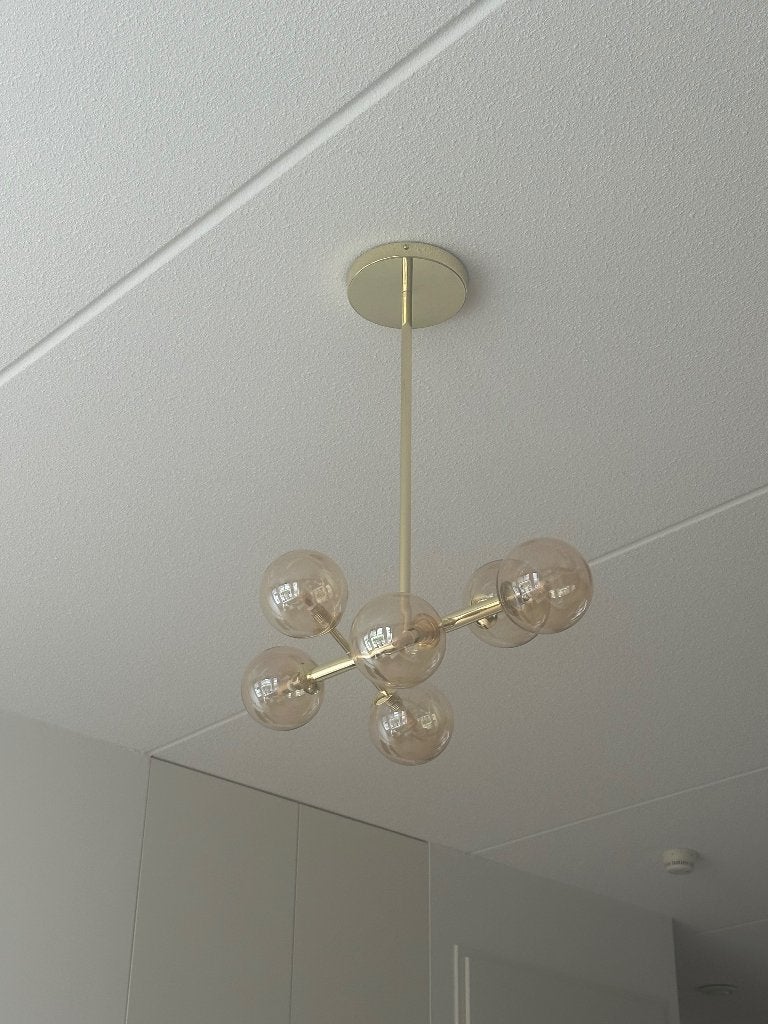 Plafondlamp met bronzen bollen, Ophalen of Verzenden, Zo goed als nieuw, Hanglamp
