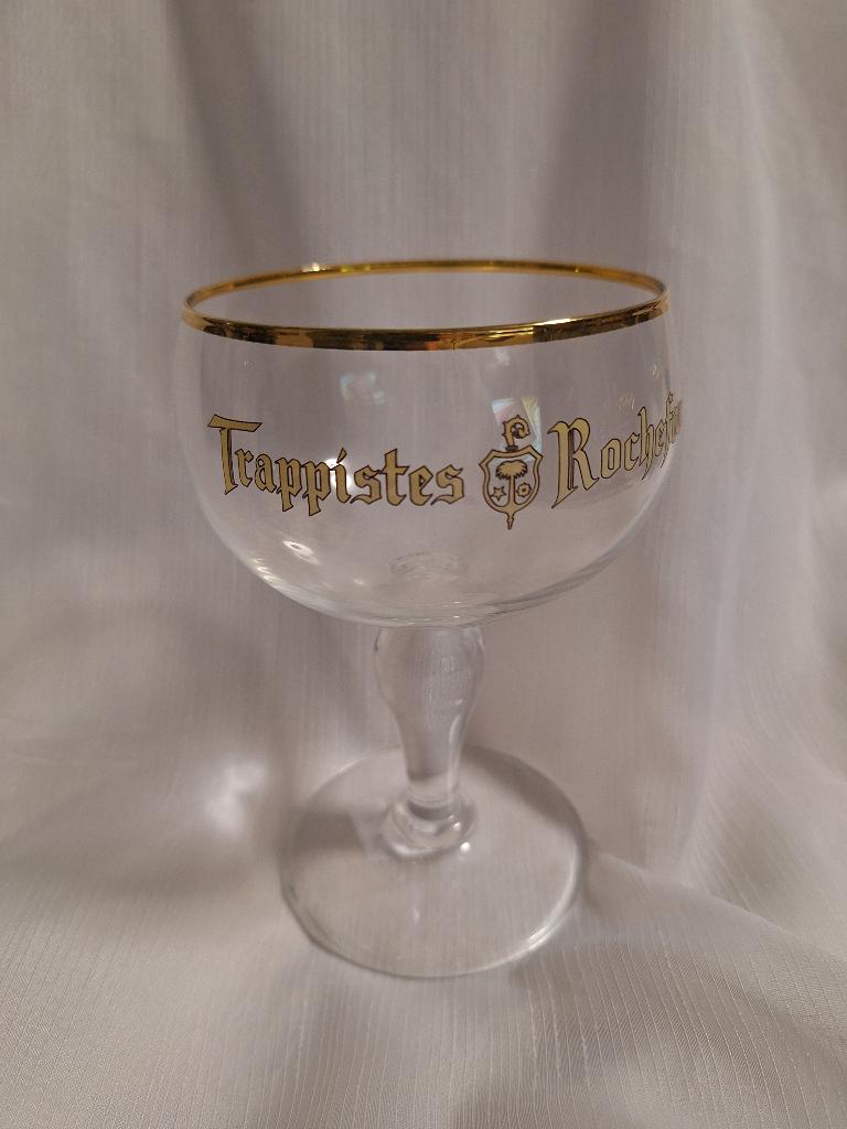 Trappistes Rochefort glas, gouden rand (#1), Ophalen of Verzenden, Zo goed als nieuw, Bierglas