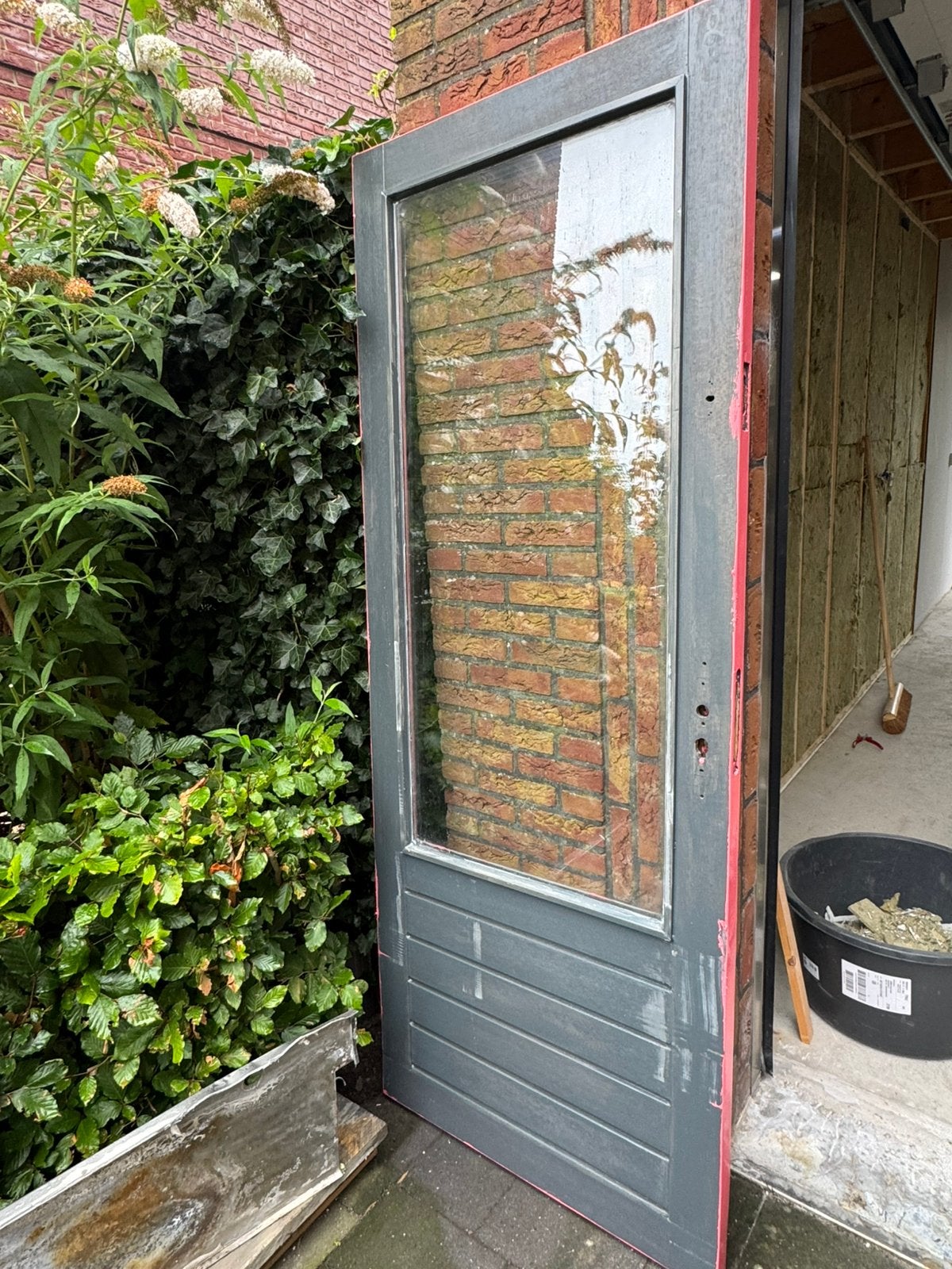 Gratis hardhouten buiten tuindeur, Ophalen, Gebruikt, 80 tot 100 cm, Buitendeur