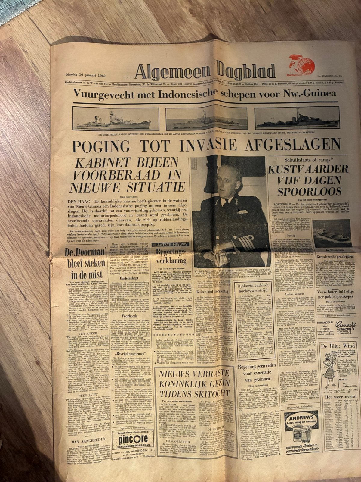 Algemeen Dagblad 16 januari 1962 - Nieuw-Guinea conflict, Ophalen of Verzenden, 1960 tot 1980, Nederland, Krant
