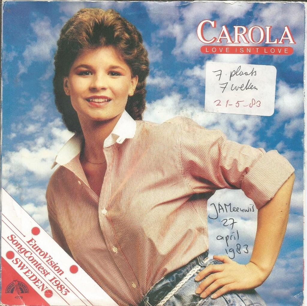 Songfestival 1983*  Carola : Love isn't love, Gebruikt, Fotohoes, 7 inch, Ophalen of Verzenden