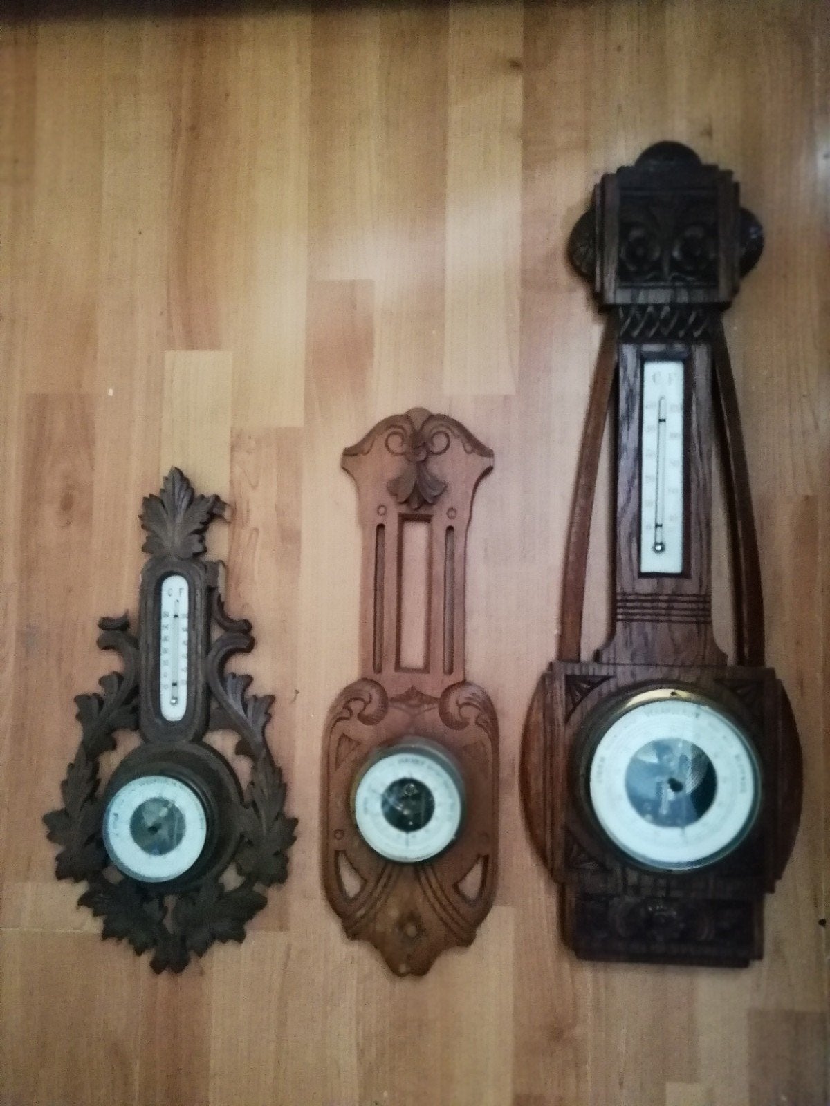 Set van 4 Antieke Barometers - Houtsnijwerk, Ophalen of Verzenden