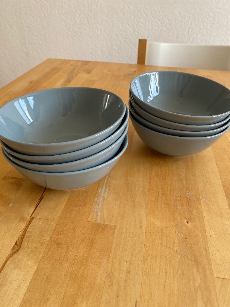 8 x Vivo Villeroy & Boch Grijze porseleinen kom zgan, Vivo, Ophalen of Verzenden, Zo goed als nieuw, Kom(men)