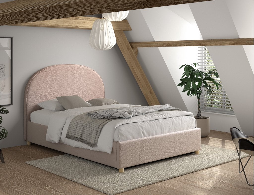 Moon 2-persoons opbergbed bouclé - Roze, Niet ingevuld, Niet ingevuld, Niet ingevuld