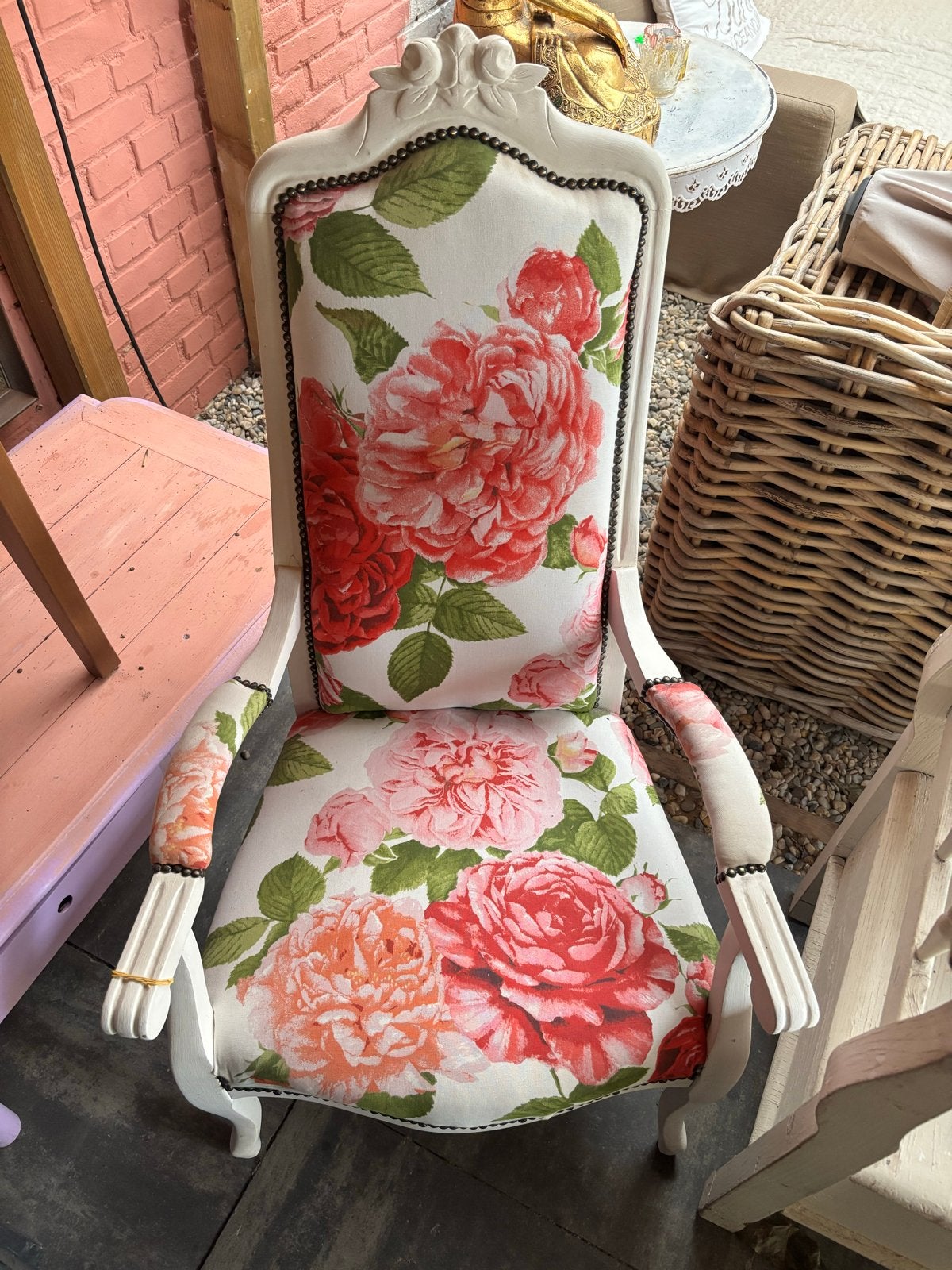 Vintage stoel met bloemenprint, Ophalen