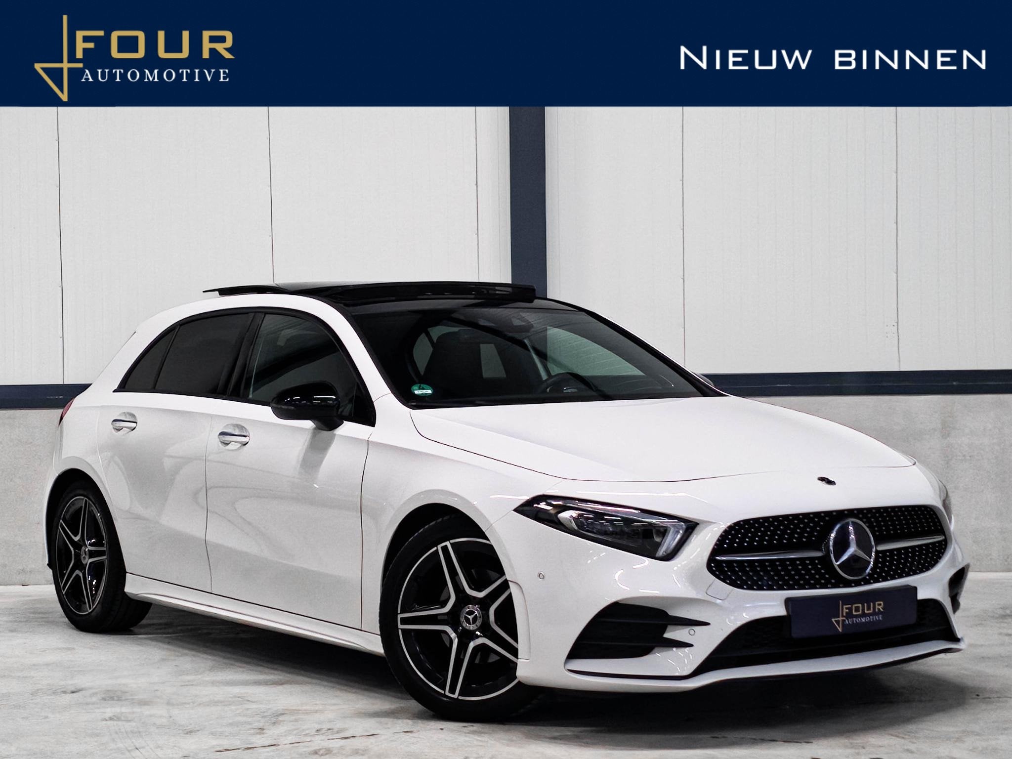 Mercedes-Benz A-klasse 180 AMG | Burmester | Panoramadak | M, 136 pk, Gebruikt, 4 cilinders, Leder en Stof