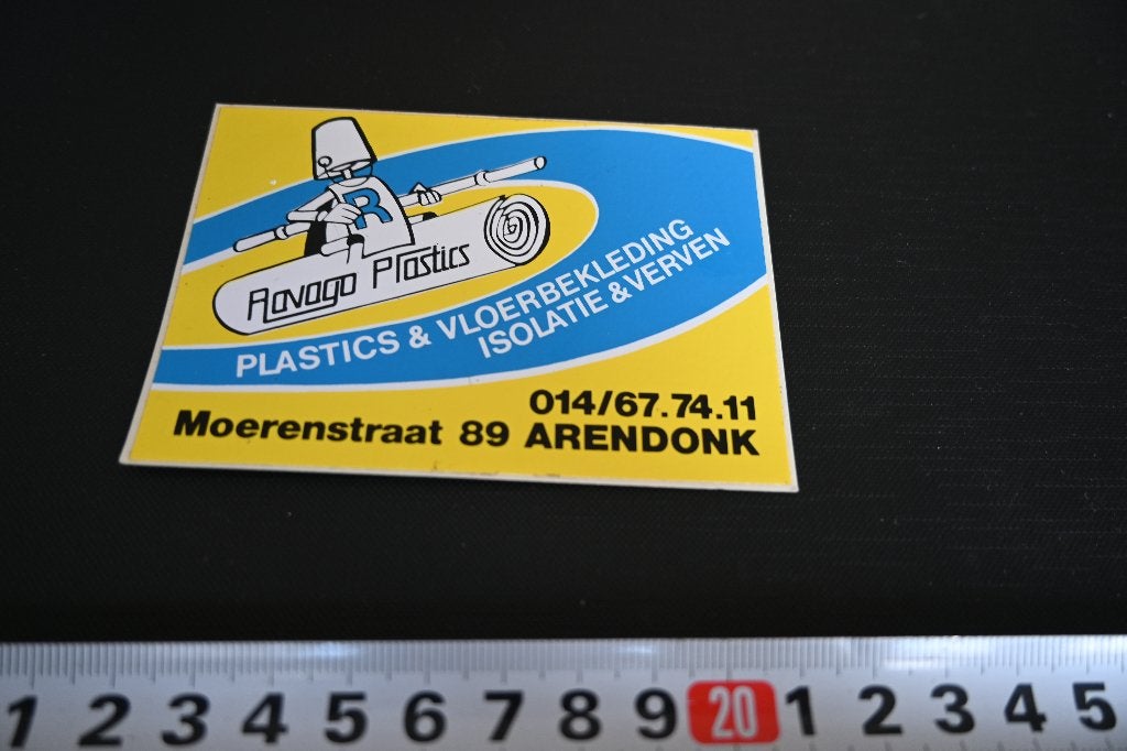 sticker belgië arendonk ravago plastics vloerbekleding verf, Ophalen of Verzenden, Zo goed als nieuw