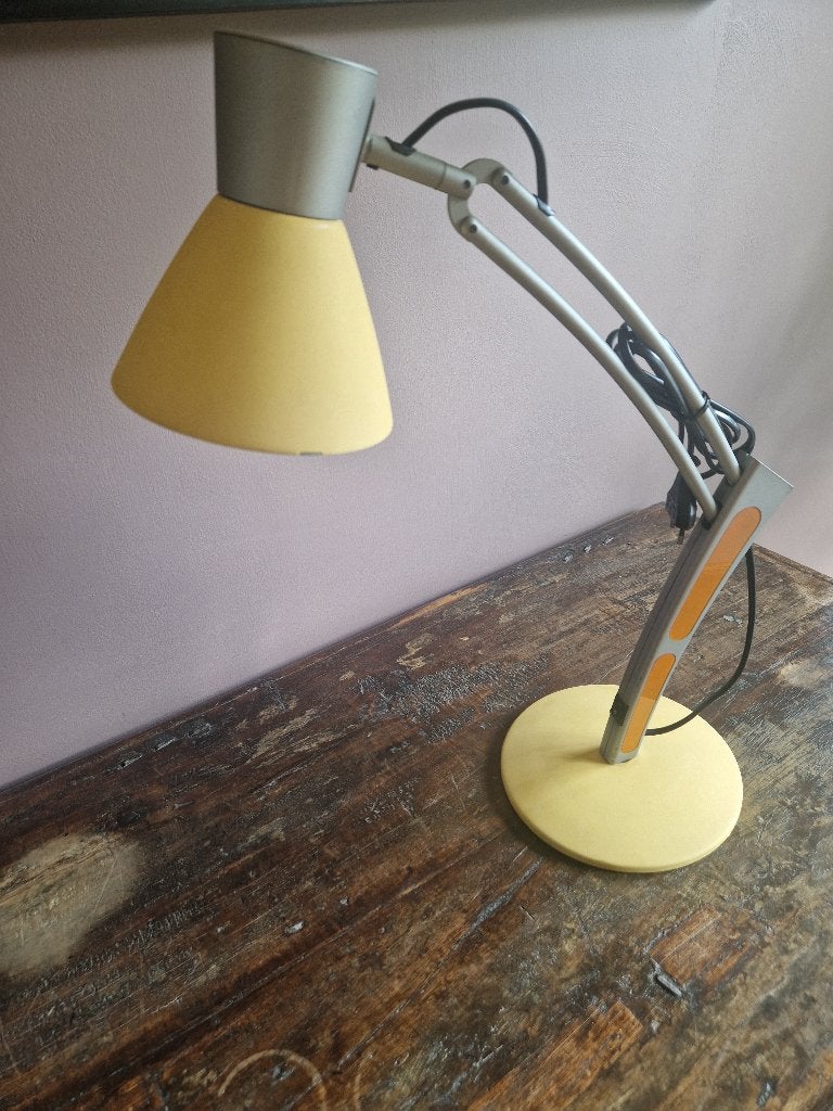 Vintage Schaarlamp Okergeel Met Standaard 1960’s, Ophalen of Verzenden