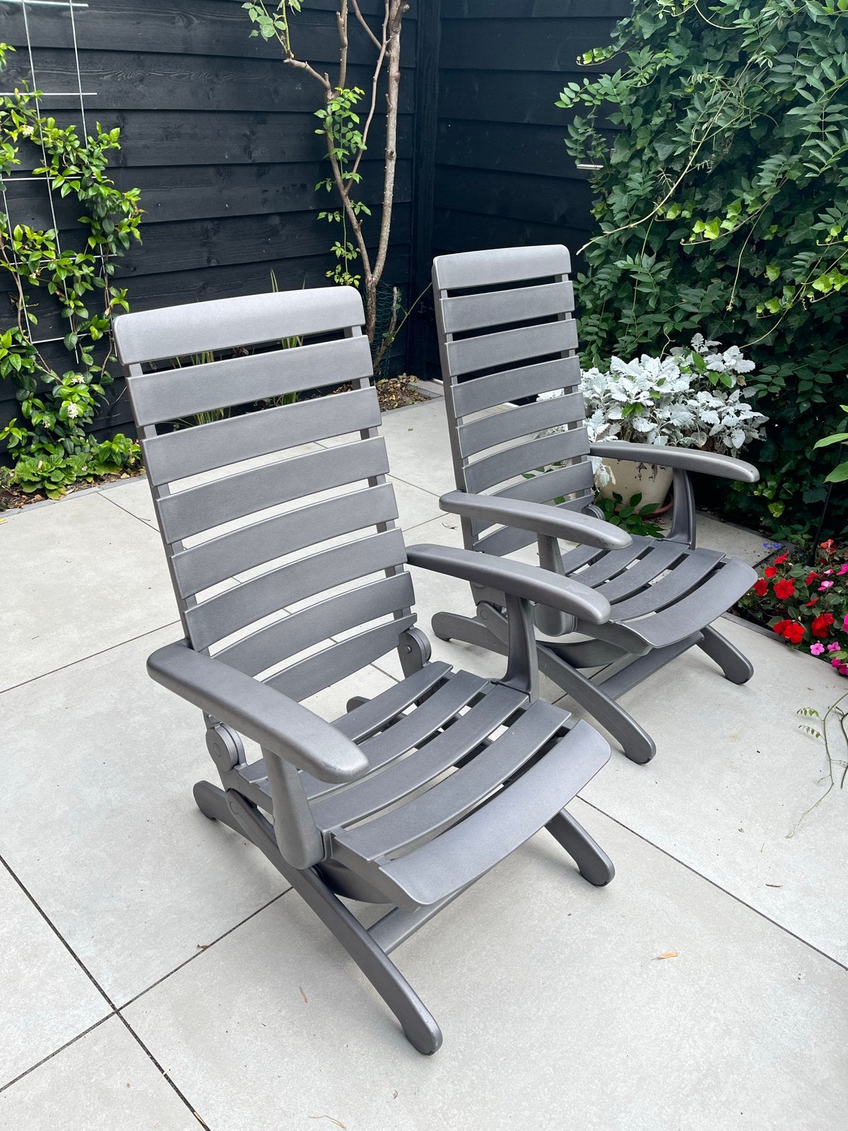6 Kettler Tiffany tuinstoelen - 1 met defecte zitting, Ophalen, Gebruikt, Kunststof, Verstelbaar