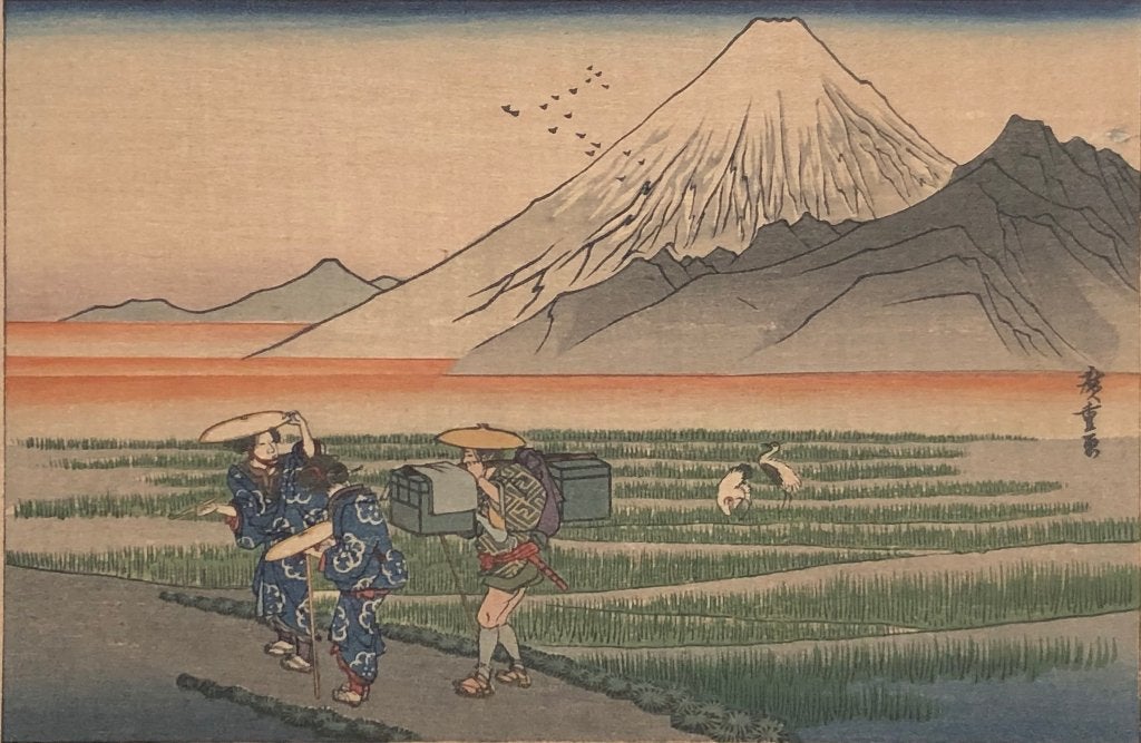 Hiroshige houtsnede late editie ca. 1890 - 2, Antiek en Kunst, Dagelijks leven, Ophalen of Verzenden, Met passe-partout, Houtsnede