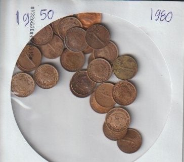 1 centen 1950 t/m 1980 nederland, Verzenden, Koningin Juliana, 1 cent