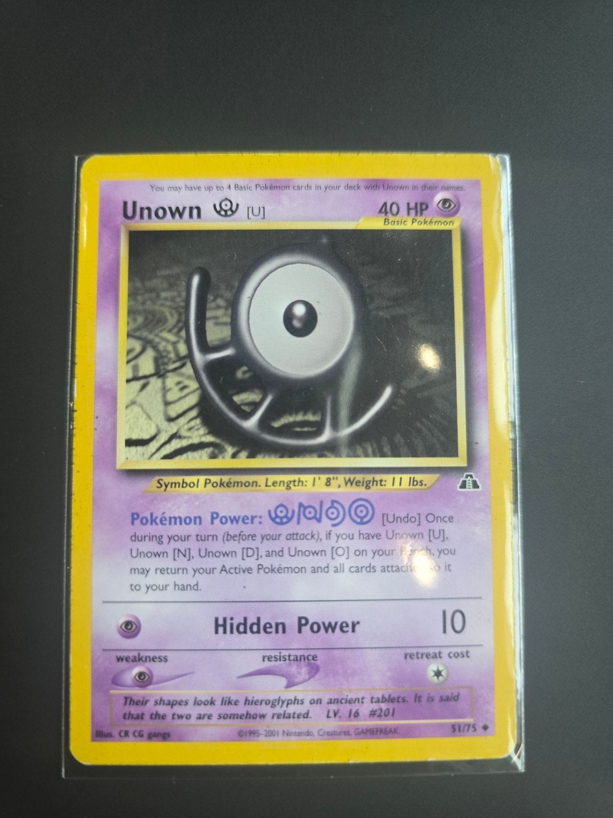 Unown U #51 Pokémon Neo Discovery Kaart, Ophalen of Verzenden, Zo goed als nieuw, Losse kaart
