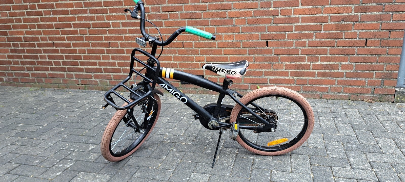 Amigo Turbo Kinderfiets 18 inch - Zwart met bruine banden, Ophalen