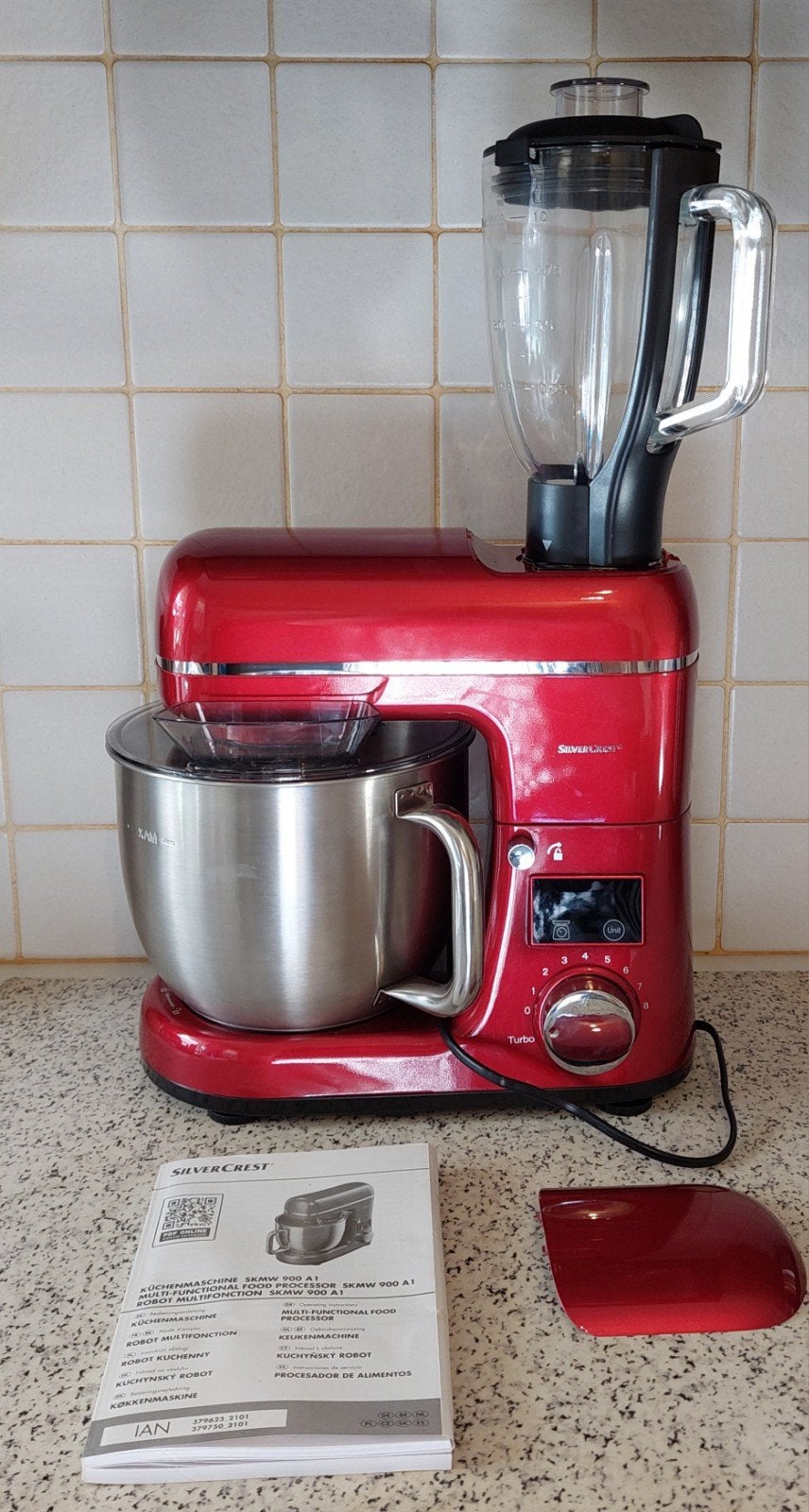 Silvercrest Keukenmachine met Blender - Rood, 4 liter of meer, 3 snelheden of meer, Ophalen of Verzenden, Zo goed als nieuw