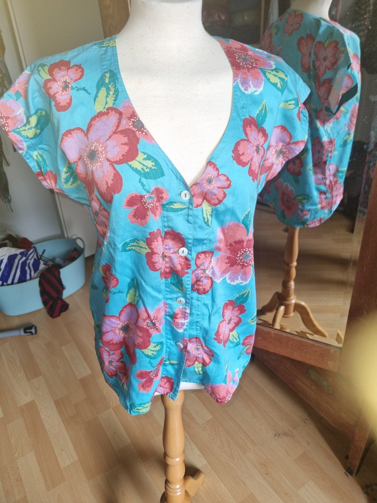 Kenzo Paris Vintage Bloemen Blouse Maat L, Kleding | Dames, Meerkleurig, Kenzo, Maat 42/44 (L), Ophalen of Verzenden