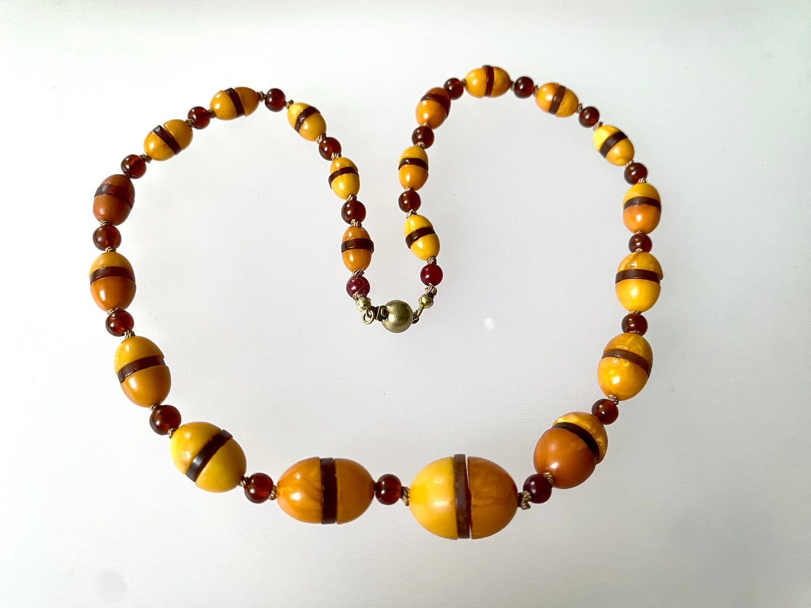 Ketting art deco amber goud, Ophalen of Verzenden, Goud, Ketting, Met edelsteen