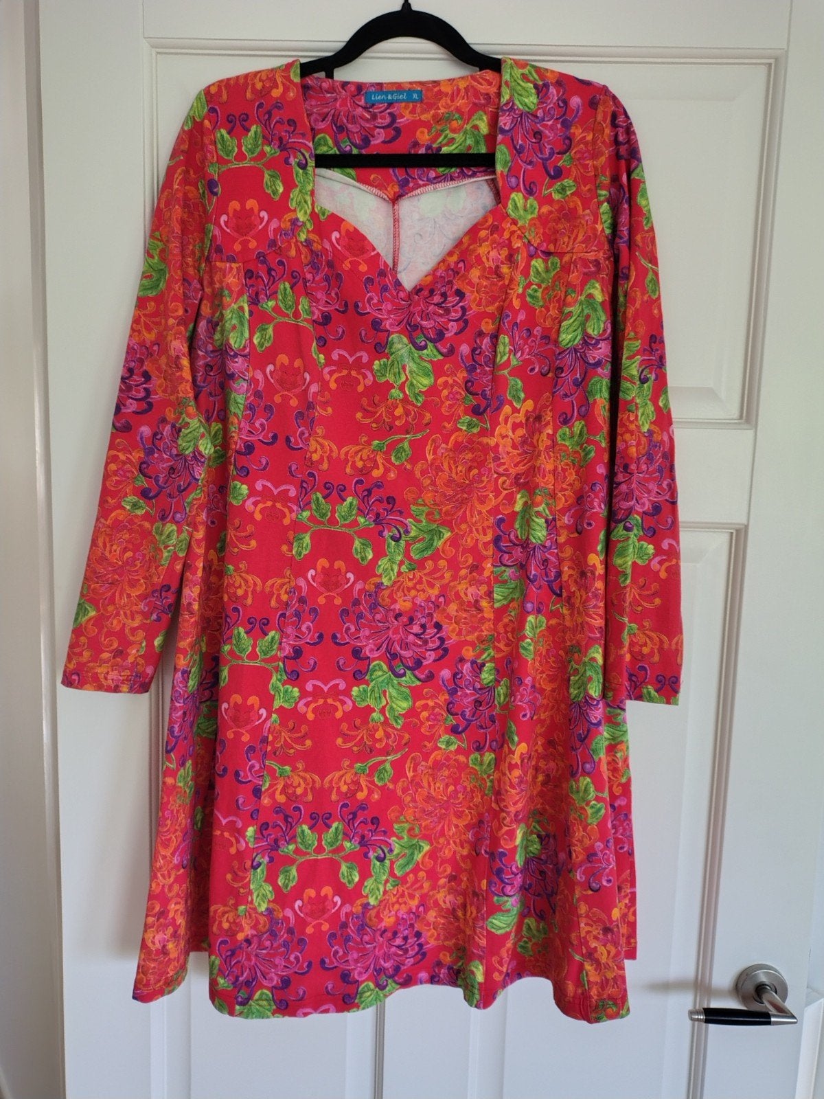 Lien & Giel Jurk met Bloemenprint - Maat XL, Maat 46/48 (XL) of groter, Ophalen of Verzenden, Zo goed als nieuw, Rood