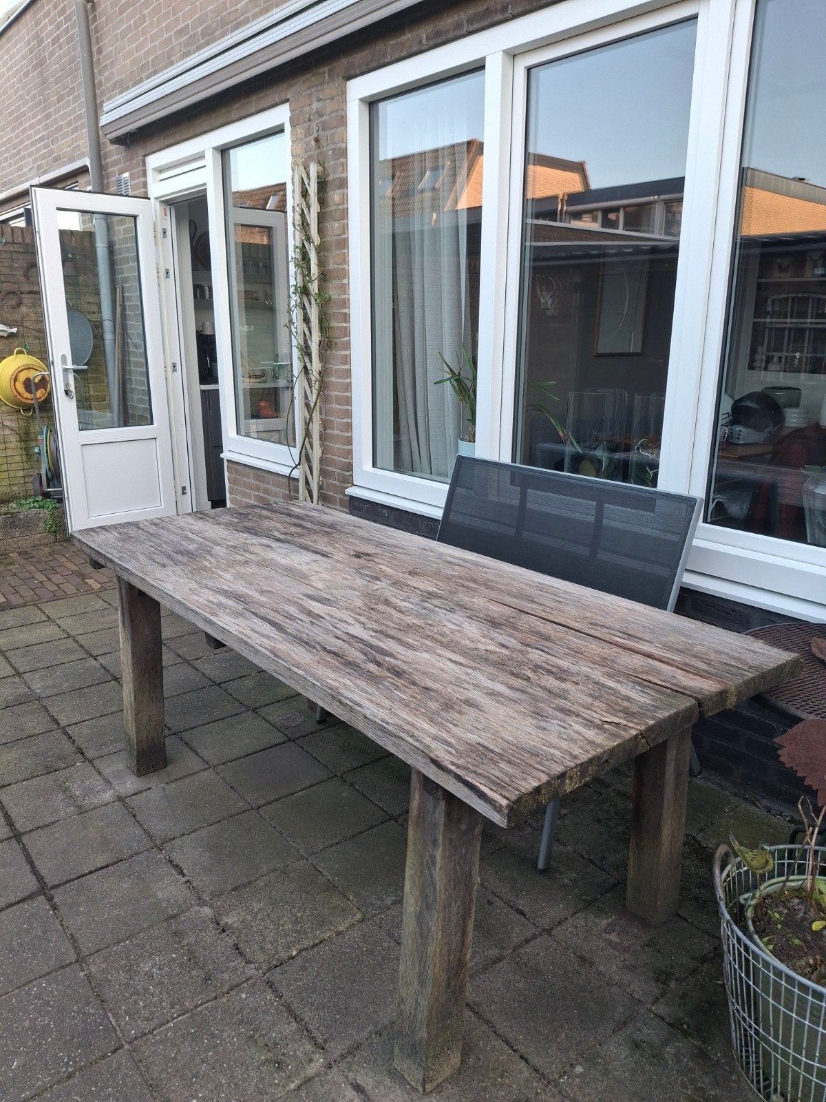 Robuuste houten tuintafel - Gebruikt, Tuin en Terras, Ophalen, Gebruikt, Rechthoekig, Hout