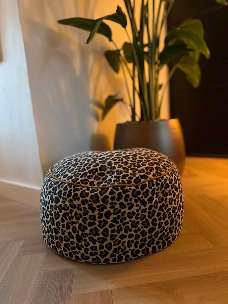 Sissy-Boy Poef met Luipaardprint, Ophalen, Minder dan 50 cm, Rond, Zo goed als nieuw