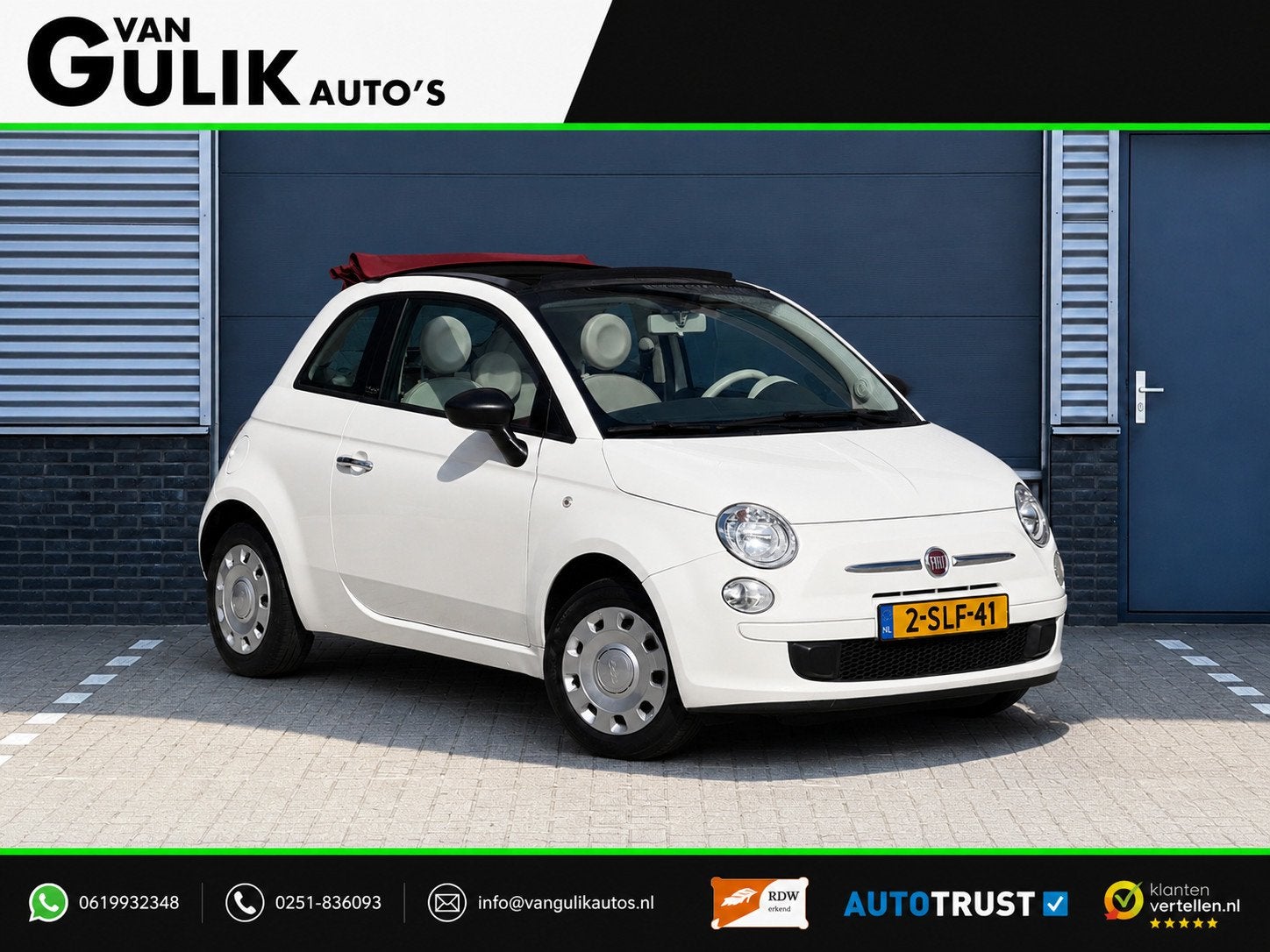 Fiat 500 1.2 Lounge | Cabrio |, Voorwielaandrijving, Euro 5, Stof, Gebruikt