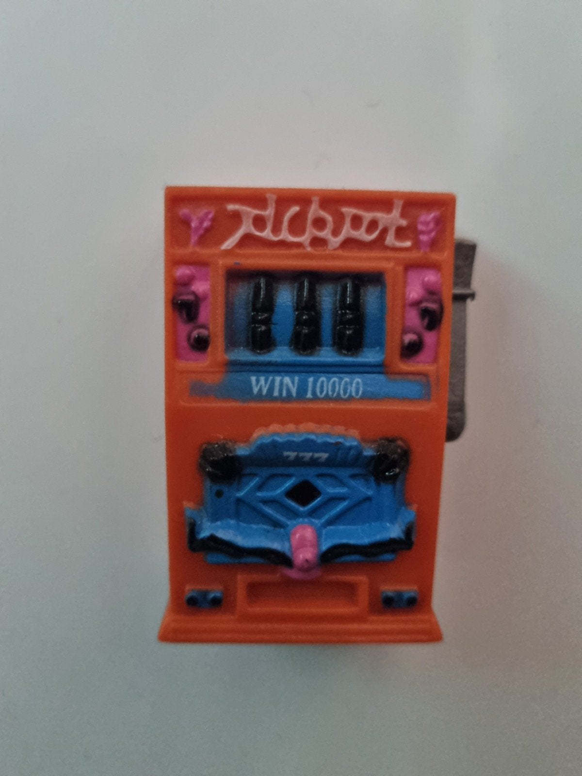 Mini Jackpot Gokkast koelkast magneet - Oranje/Blauw, Overige munten, Ophalen of Verzenden, Gebruikt