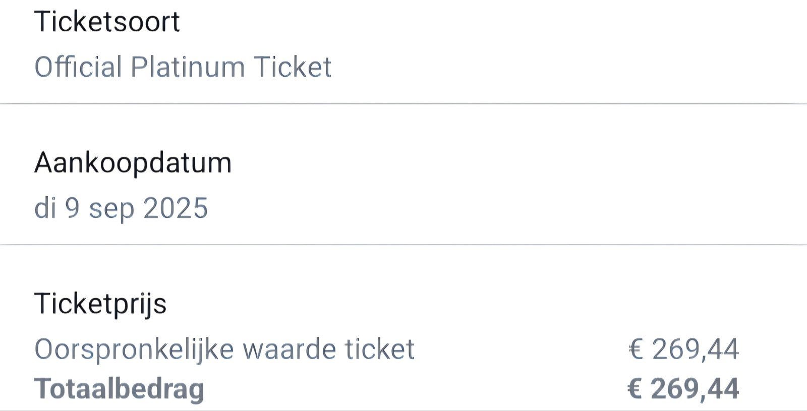 The Weeknd 17 juli Platinum zitplek, Eén persoon, Cadeaubon