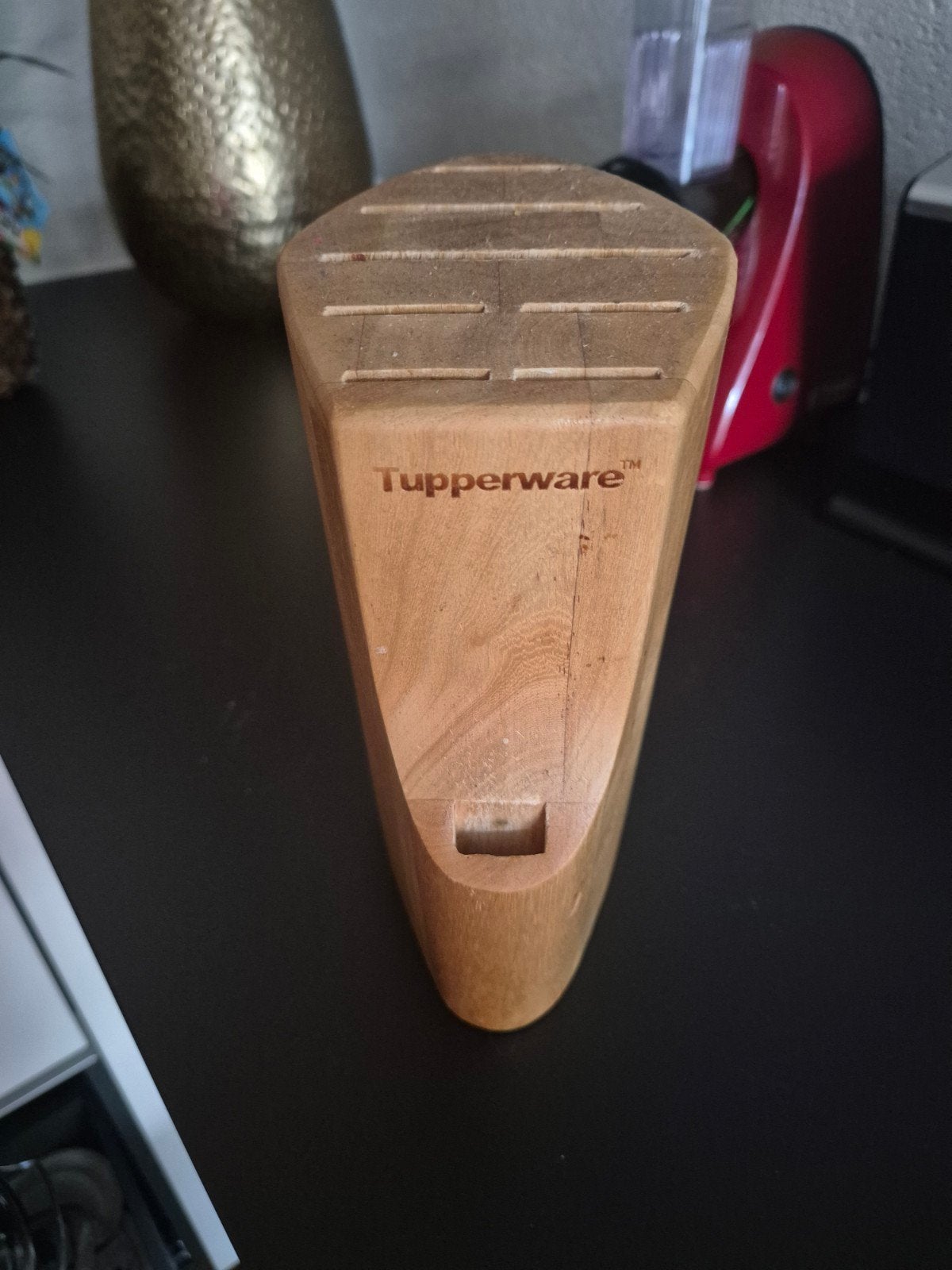 Tupperware Houten Messenblok - Gebruikt, Ophalen of Verzenden, Gebruikt, Bruin, Overige typen