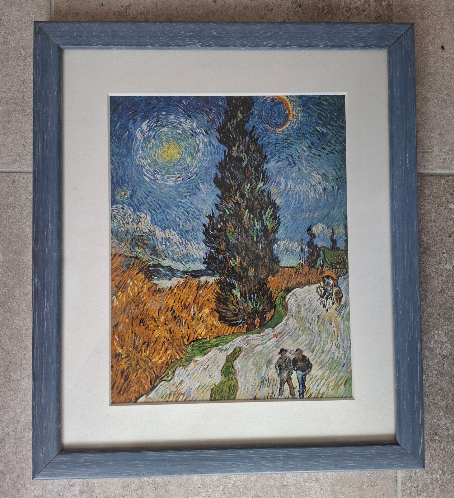 Ingelijste print van Van Gogh's Cypres met Sterren, Antiek en Kunst, Kunst | Schilderijen | Klassiek, Impressionistisch, Landschap