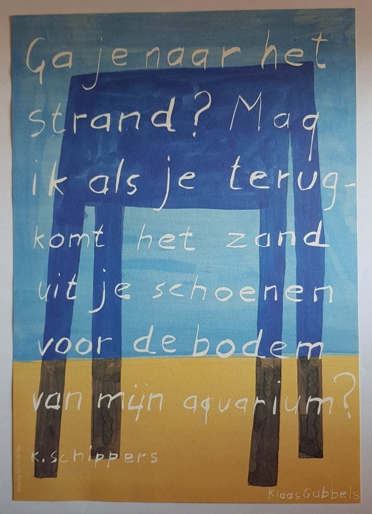 Klaas Gubbels en K Schippers Expositie affiche, Het Strand, Antiek en Kunst, Kunst | Litho's en Zeefdrukken, Ophalen of Verzenden