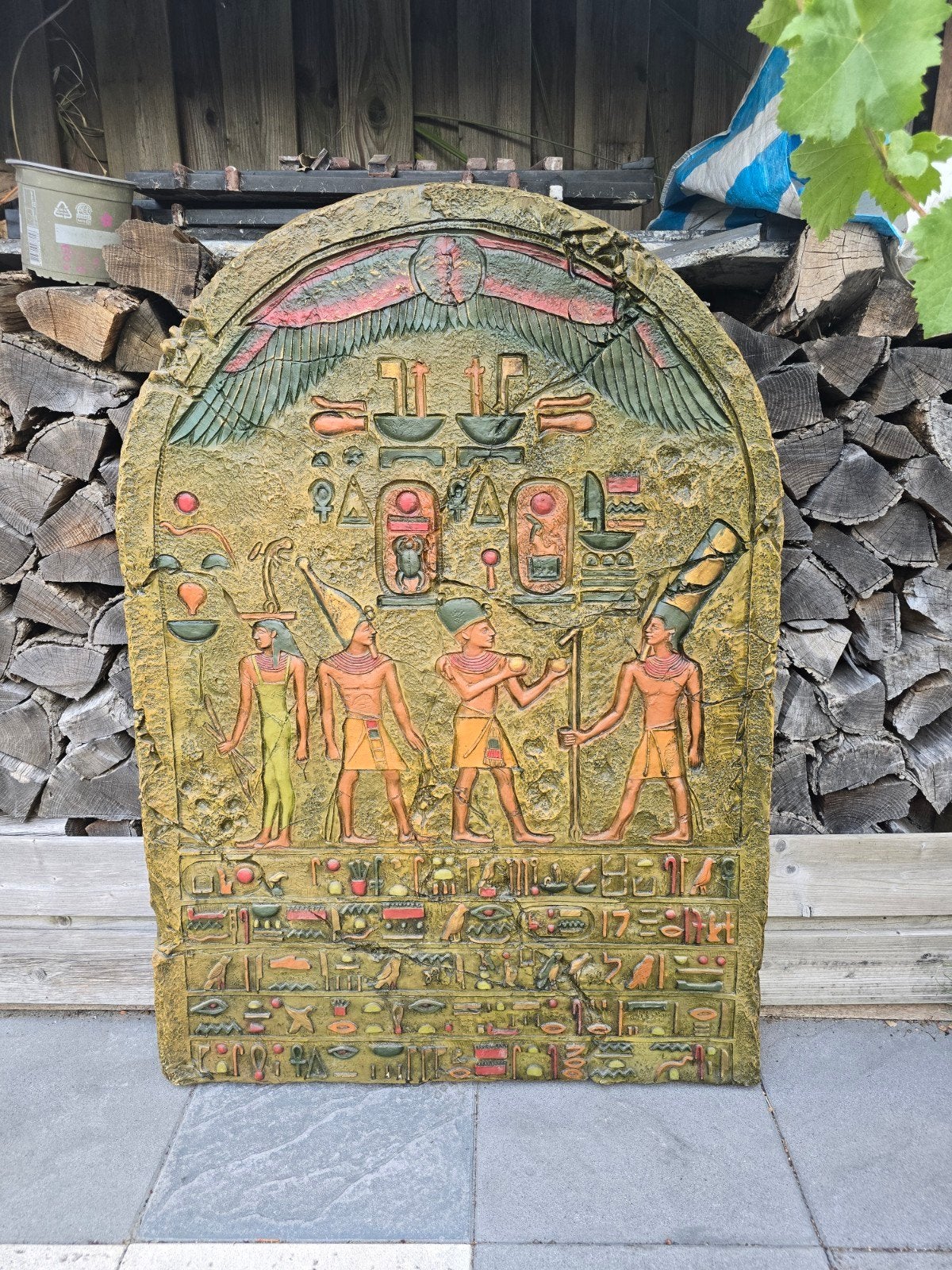 Egyptische wanddecoratie met hiërogliefen, Antiek en Kunst, Ophalen, Handgemaakt, 50 - 100 cm, Wanddecoratie