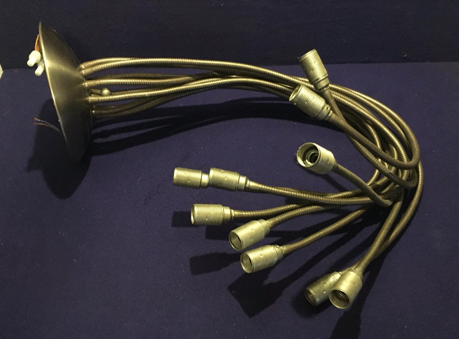 Design Plafondlamp met 10 Flexibele Messing Armen, Zilver, Gebruikt, Verstelbaar, Design