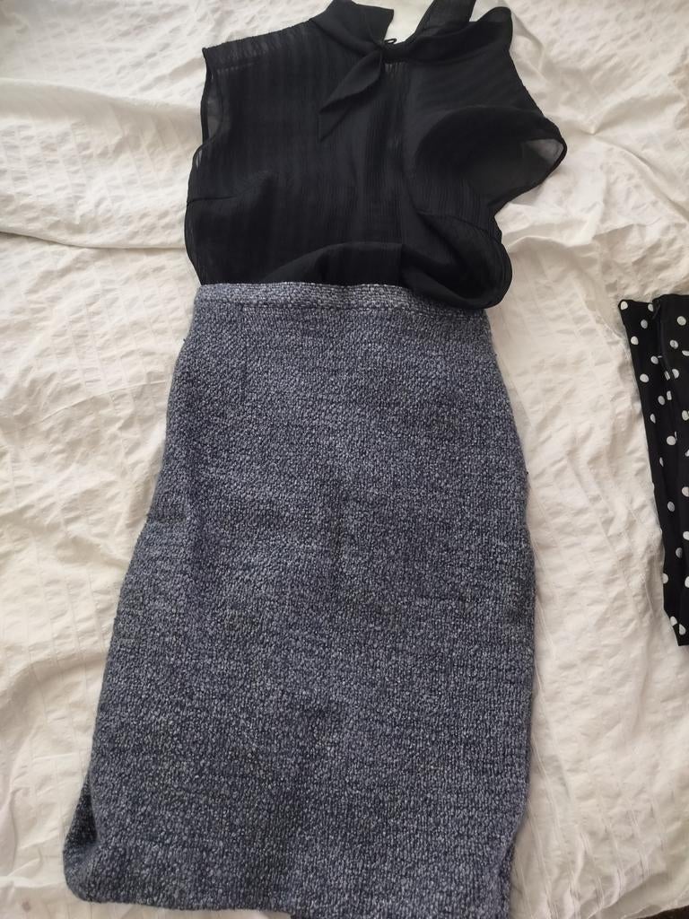 Licht blauw/grijs wol kokerrok tweed stof, Kleding | Dames, Maat 38/40 (M), Blauw, Ophalen of Verzenden, Zo goed als nieuw